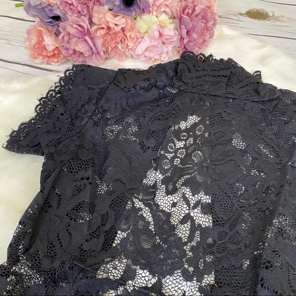 Sexy Black Lace High Neck Corset Back Bodysuit - Picture 10 of 16